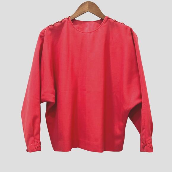 Vintage Salmon Pink Dolman Sleeve Blouse - Picture 1 of 9